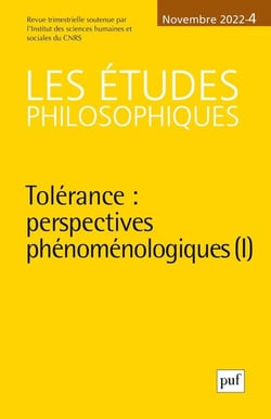 Revue Les études philosophiques n.4 : tolérance : perspectives phénoménologiques (édition 2022)