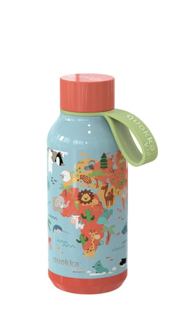 QUOKKA KIDS GOURDE ISOTHERME AVEC SANGLE CARTE DES ANIMAUX 330 ML