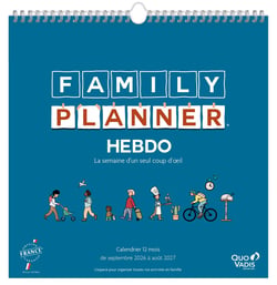 Calendrier scolaire semainier 2026/2027 Quo Vadis - 12 mois - Family Planner  - 30 x 30 cm