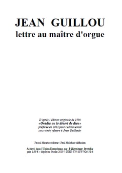 Jean Guillou - lettre au maître d'orgue