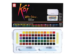 Lot de 60 1/2 godets - Peinture aquarelle Sakura Koi - Couleurs assorties - Fine - Transparentes