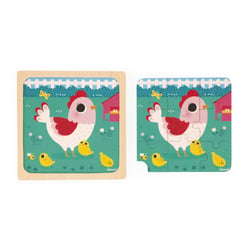 Puzzle Bois Poulette Henriette 9 Pièces - Modèle Imprimé sous le Puzzle - Developpe : Motricité Fine et Sens de l'Observation
