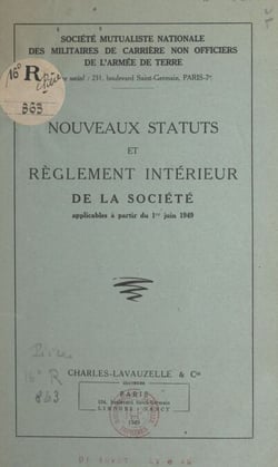 Nouveaux statuts et règlement intérieur de la Société applicables à partir du 1er juin 1949