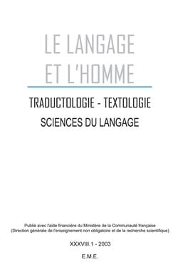 Sciences du langage - Dossier F.L.E.S. - 2003 - 38.1
