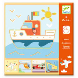 Pochoirs : Transports & Co - Djeco - 5 pièces