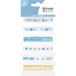 Lot de 6 rubans tissu - Little baby bleu - Artemio - 1 m x 1 cm