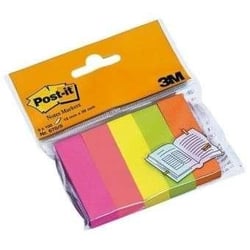 Marque pages en papier Post-it®  15 x 50 mm - étui de 5 x100