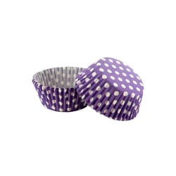 50 Caissettes cupcake - violet pois blancs - Cerf Dellier