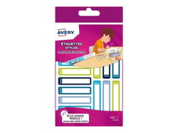 Lot de 30 étiquettes stylos Averty - Bleues et vertes 