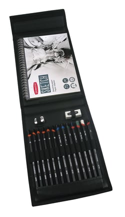 Set de 13 crayons esquisse + accessoires - Derwent Sketching wallet