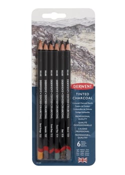 Lot de 6 crayons fusains de couleur - Derwent - Multicolore