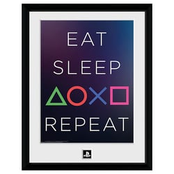 Playstation - Poster encadré "Eat Sleep Repeat"