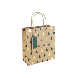 Sac cadeau Clairefontaine - Sapins verts Naturel et nuit étoilée - Taille M 21,5 x 10,2 x 25,3 cm