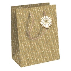  Clairefontaine Sac Cadeau 21,5x10,2x25,3cm Kraft fleurs blanches brun