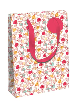 Sac cadeau Clairefontaine - Kraft Blanc - Large -  26,5x14x33 cm - 210g - fleurs sur fond blanc