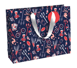 Sac cadeau Excellia Clairefontaine - Format Shopping - 37,3x11,8x27,5 cm - 210g - Fond bleu, patrimoine France