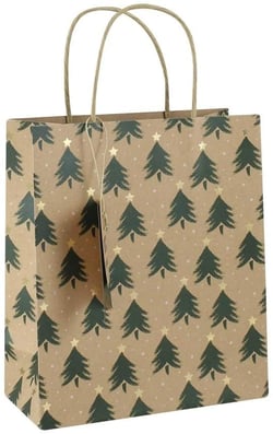 Sac Cadeau - Kraft Sapins - Clairefontaine