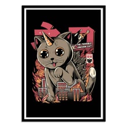 Affiche encadrée Ilustrata - Catzilla framed  - 34 x 40 cm
