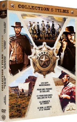 Collection 5 films Western : Les Sept mercenaires + Pour une poignée de dollars + Et pour quelques dollars de plus + La Conquête de l'ouest + Le Bon, la brute et le truand