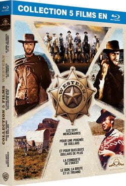 Collection 5 films Western : Les Sept mercenaires + Pour une poignée de dollars + Et pour quelques dollars de plus + La Conquête de l'ouest + Le Bon, la brute et le truand