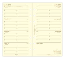 Recharge agenda civil semaine/2 pages 2023 - 9,5 x 17,1 cm - Filofax - Crème