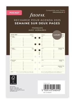 Recharge agenda semainier 2026 Letts of London - Pocket 8,1 x 12 cm - Crème