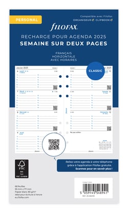 Recharge agenda semainier 2026 Letts of London - Personal horizontal 9,5 x 17,1 cm