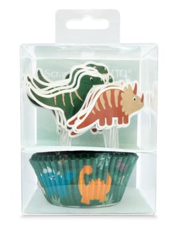 Lot de 24 caissettes et 24 cake toppers ScrapCooking® - Dinosaure