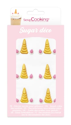 Lot de 6 décorations en sucre ScrapCooking®- Corne de licorne - 13 g