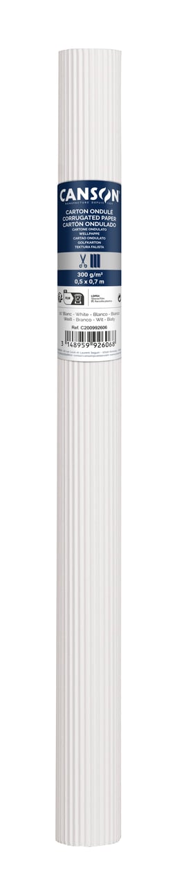 Rouleau de carton ondulé Canson® - 50 x 70 cm - blanc - 300g/m²