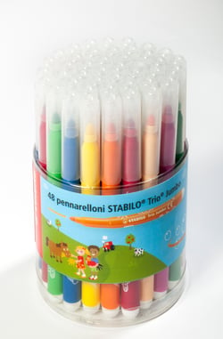 Etui de 12 feutres de coloriage pointe extra-large - STABILO - Couleurs assorties - Trio Jumbo