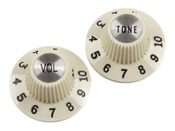 PURE VINTAGE 1965 JAZZMASTER® "WITCH HAT" KNOBS, (2), VINTAGE WHITE