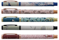 1 roller - Bleu - Ink oiseaux majoliques - Pointe moyenne - Modèles assortis