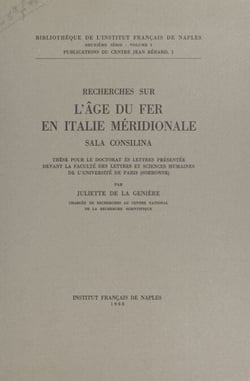 Recherches sur l'âge du fer en Italie méridionale, Sala Consilina