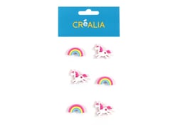 6 accessoires en résine - Licornes & arc-en-ciel - Créalia