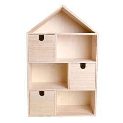 Etagère Maison en bois 3 tiroirs - 48 x 30.5 cm