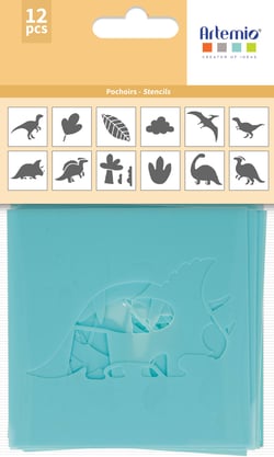Lot de 12 pochoirs Artemio - Dino & Co - 9 x 9 cm