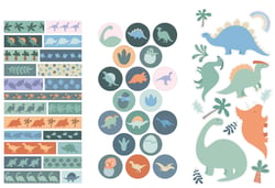 Lot de 3 feuilles de stickers Artemio - Dino & Co - 10,5 x 23 cm