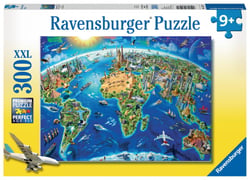 Puzzle XXL 300 pièces  - Carte des monuments du monde - Ravensburger