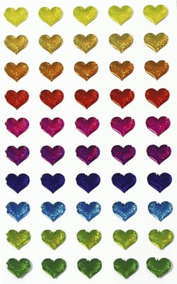 50 stickers cœur - multicolore - 7.5x12 cm