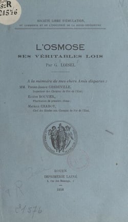 L'osmose - Ses véritables lois
