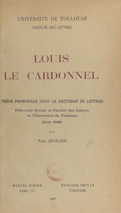 Louis Le Cardonnel - Thèse principale pour le doctorat ès lettres