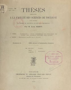 Contribution à l'étude expérimentale de l'écoulement des fluides (jets, tourbillon, circulaire, effet soupape) - Suivi de Propositions données par la Faculté : dissociation électrolytique ; progrès récents dans l'étude des électrolytes forts.