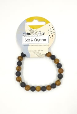 Bracelet en bois et onyx