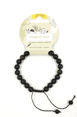 Bracelet mala - Obsidienne dorée