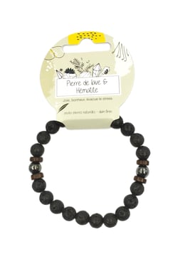 Bracelet - Pierre de lave et perles d'Hématite