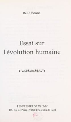 Essai sur l'évolution humaine