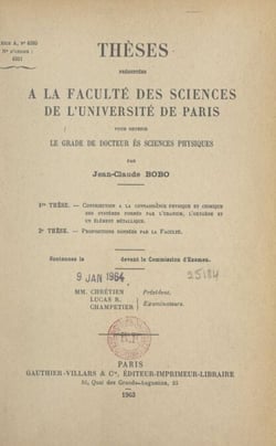 Contribution à la connaissance physique et chimique des systèmes formés par l'uranium, l'oxygène et un élément métallique - Thèse présentée à la Faculté des sciences de l'Université de Paris pour obtenir le grade de Docteur ès sciences physiques. Suivi...