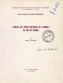 Tableau des partis politiques de l'Afrique au Sud du Sahara