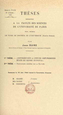 Contribution à l'étude des premiers états du genre Eupista - Thèse présentée à la Faculté des sciences de l'Université de Paris pour obtenir le titre de Docteur mention sciences. Suivi de Propositions données par la Faculté